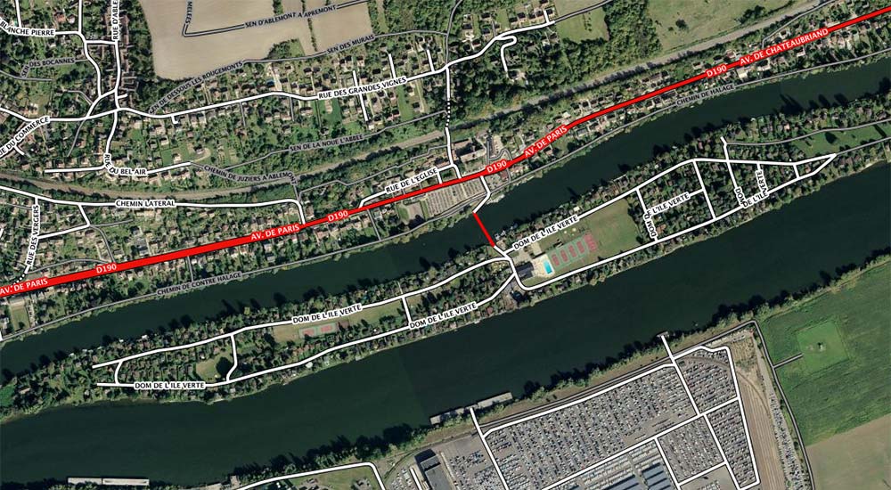 Vue satellite du domaine de l'Ile verte (Juziers)